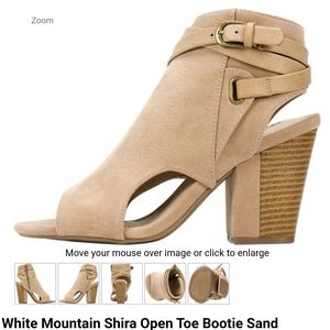 White Mountain Shira Open Toe Bootie Sand Fabric/T